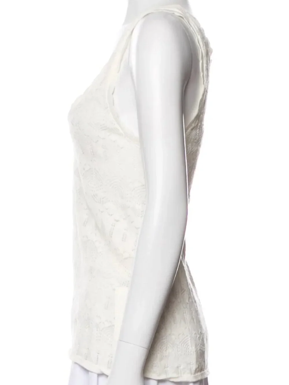 Spell Siesta Cami Organic Cotton Knit Tank XS Boho Lace in White Sands - Picture 5 of 15